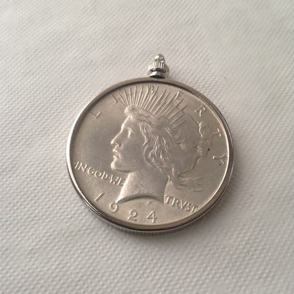 Antique 1923 Silver Dollar Coin, 18in 925 Chain - Picture 6 of 8